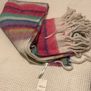 Free People Skye Stripe Ivory Fringe Throw Blanket